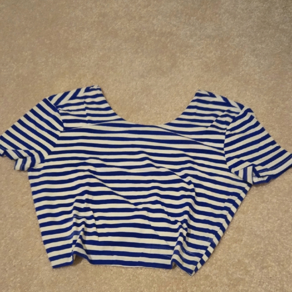 Privacy Please Navy and White Striped Tee